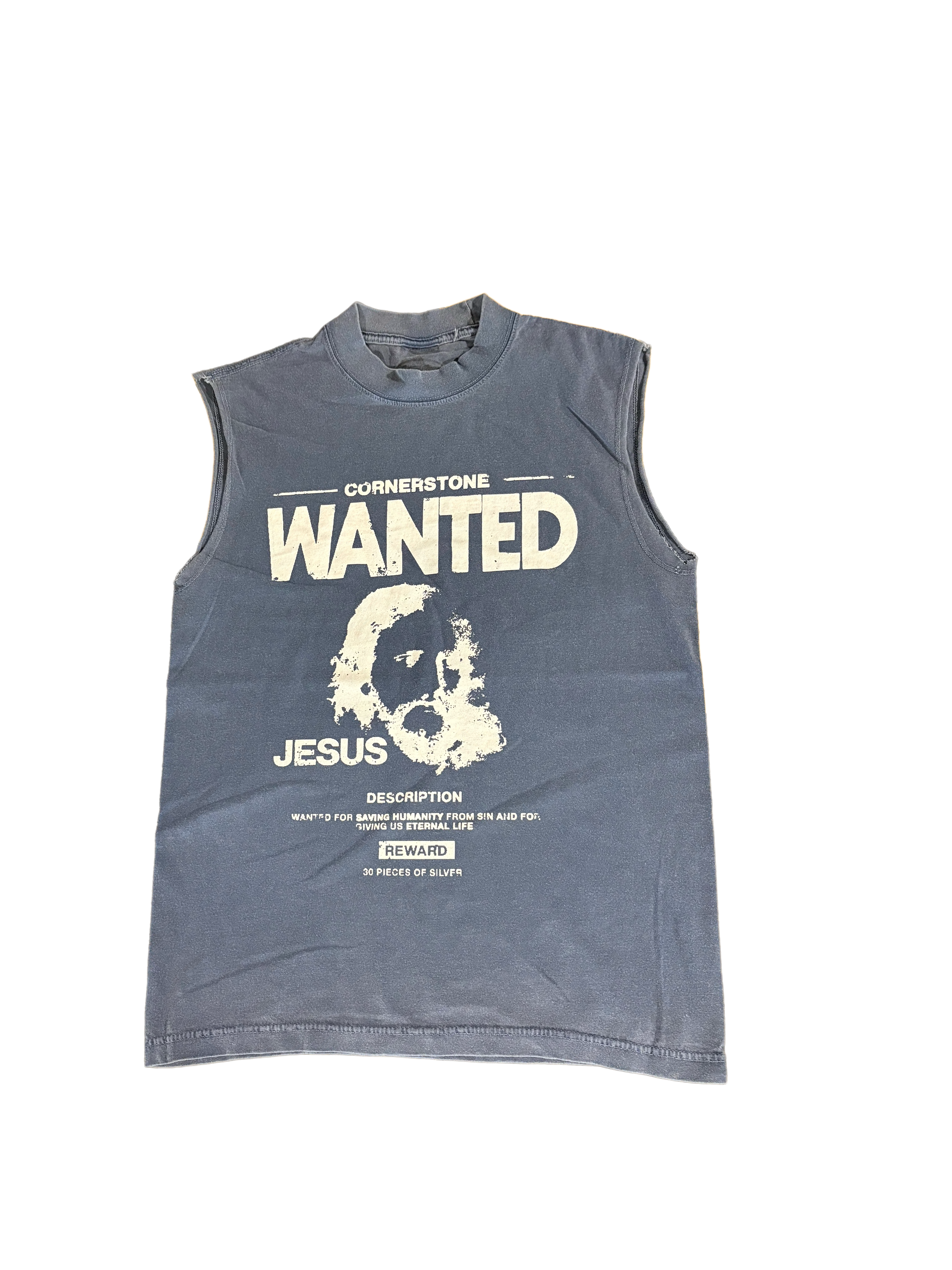 WANTED JESUS MUSCLE TEE - POWDER BLUE